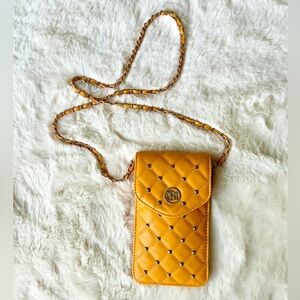 Badgley Mischka Quilted Crossbody Bag in Mustard Yellow NWOT